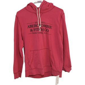 Womens Abercrombie & Fitch Pink Drawstring Graphic Hoodie Sweatshirt Size Small